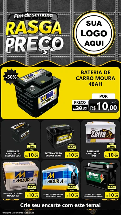 Modelo de Rede Social para Stories com o tema Fim de Semana Rasga Preço para Baterias Elétricas