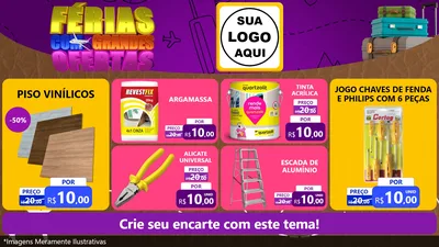 Modelo de TV para TV Horizontal com o tema Férias com Grandes Ofertas para Material para Construção