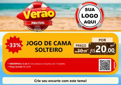 Modelo de Cartaz para Cartaz A4 Horizontal com o tema Verão Imbatível para Cama, Mesa e Banho
