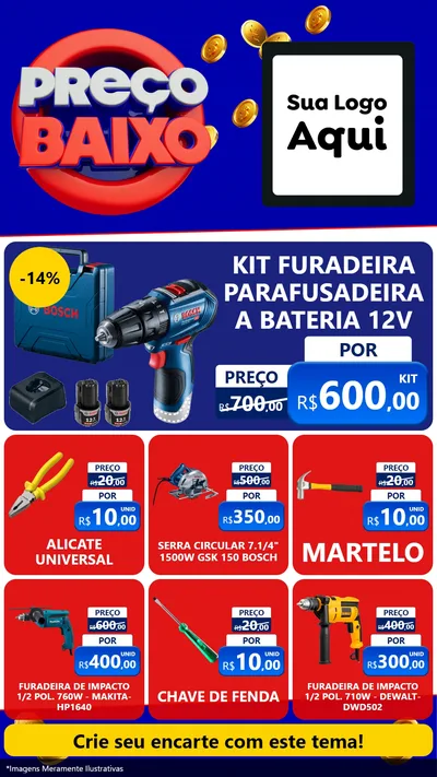 Modelo de Rede Social para Stories com o tema Preço Baixo para Maquinas e Ferramentas