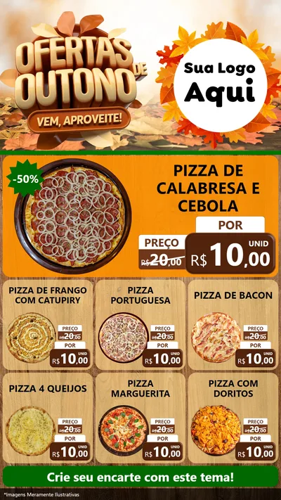 Modelo de Rede Social para Stories com o tema Ofertas de Outono - Vem, Aproveite! para Pizzaria