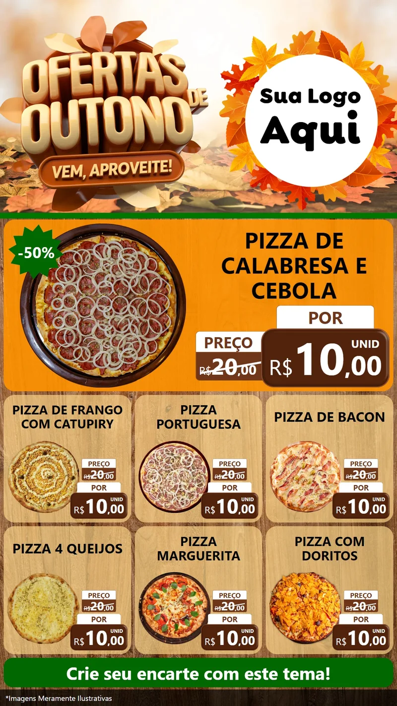 Modelo de Rede Social para Stories com o tema Ofertas de Outono - Vem, Aproveite! para Pizzaria