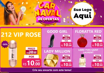 Modelo de Encarte para Encarte A4 Horizontal com o tema Carnaval de Ofertas para Perfumes