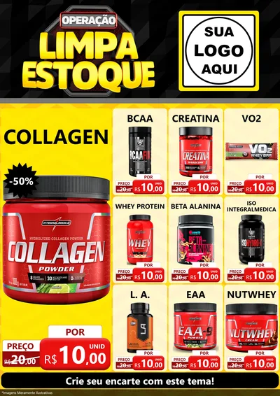 Modelo de Encarte para Encarte A4 Vertical com o tema Operação Limpa Estoque para Suplementos alimentares