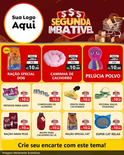 Modelo de Rede Social para Feed Instagram com o tema Segunda Imbatível para Pet Shop