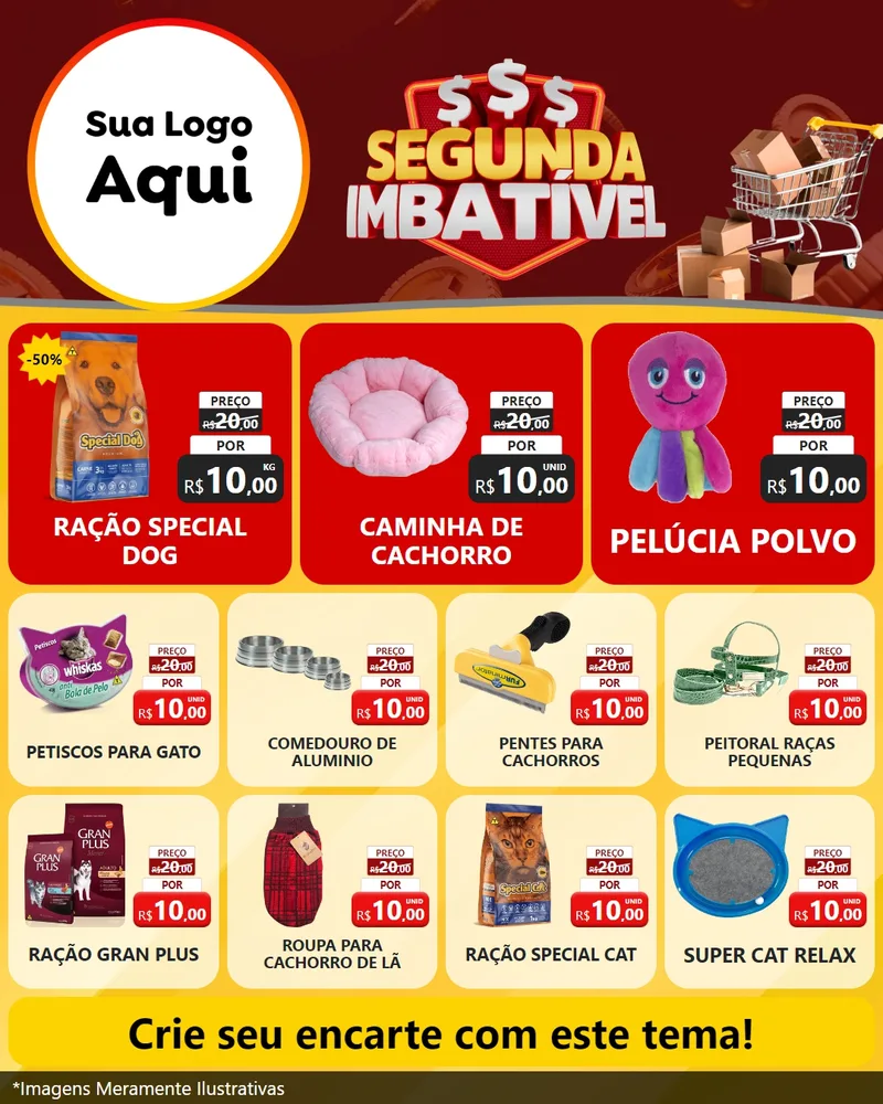 Modelo de Rede Social para Feed Instagram com o tema Segunda Imbatível para Pet Shop