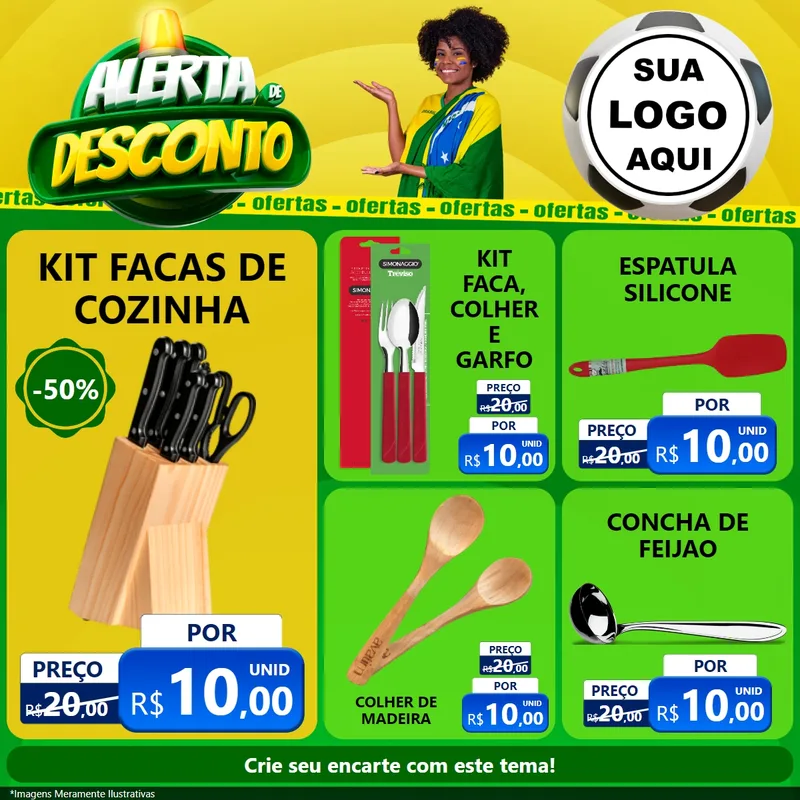Modelo de Rede Social para Feed Facebook com o tema Alerta de Desconto para Utilidades Domésticas