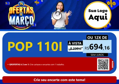 Modelo de Cartaz para Cartaz A4 Horizontal com o tema Ofertas de Março para Concessionaria de Motos