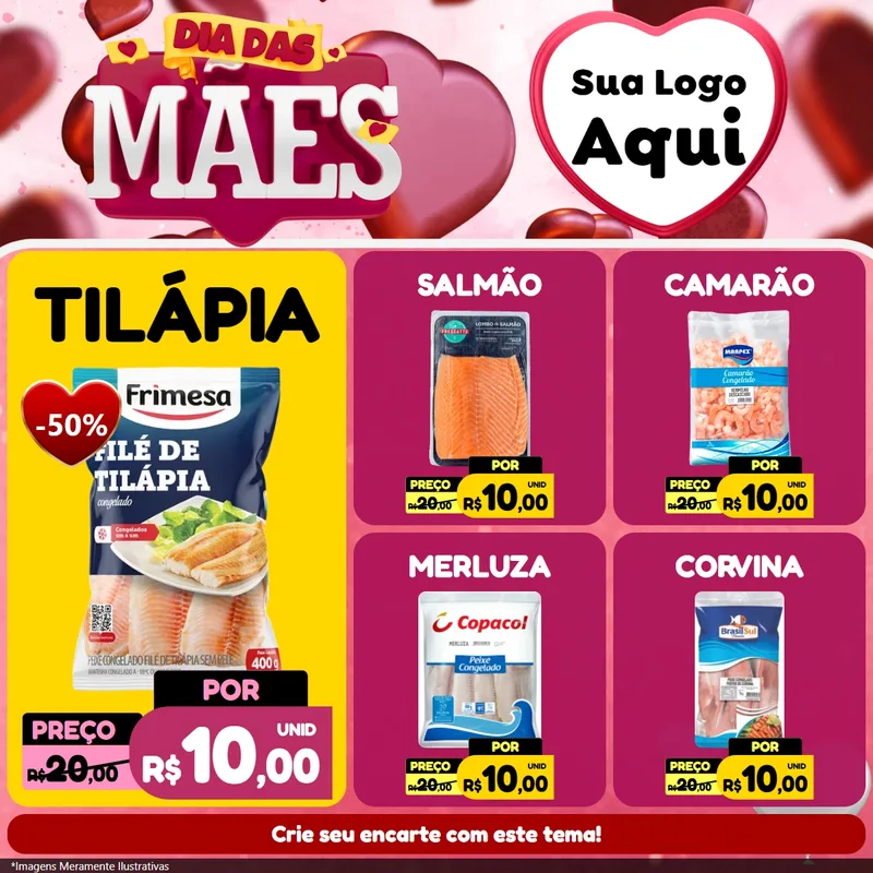 Modelo de Rede Social para Feed Facebook com o tema Dia Das Mães para Peixaria
