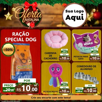 Modelo de Rede Social para Feed Facebook com o tema Ofertas Natalina para Pet Shop