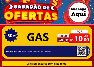 Modelo de Cartaz para Cartaz A4 Horizontal com o tema Sabadão de Ofertas para Água e gás