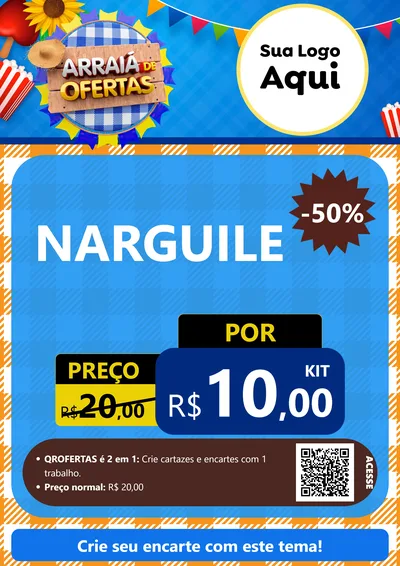 Modelo de Cartaz para Cartaz A4 Vertical com o tema Arraiá de Ofertas para Tabacaria