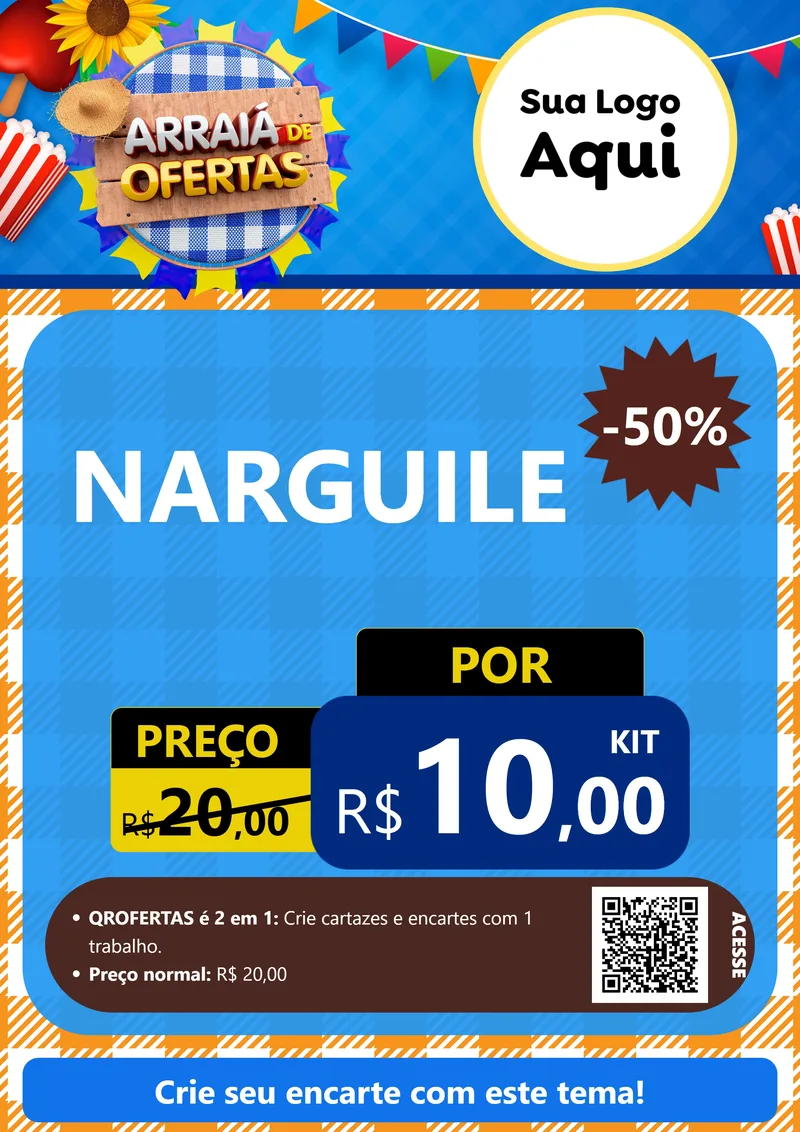 Modelo de Cartaz para Cartaz A4 Vertical com o tema Arraiá de Ofertas para Tabacaria