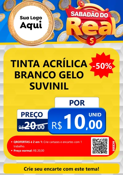Modelo de Cartaz para Cartaz A4 Vertical com o tema Sabadão do Real para Tintas e Ferramentas