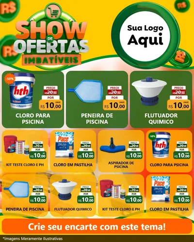 Modelo de Rede Social para Feed Instagram com o tema Show de Ofertas Imbatíveis para Produtos para Piscina