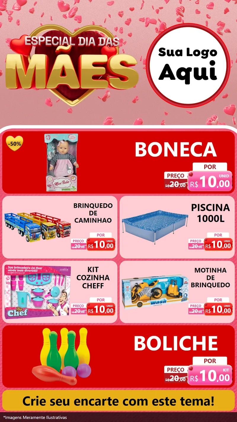 Modelo de TV para TV Vertical com o tema Especial Dia Das Mães para Brinquedos