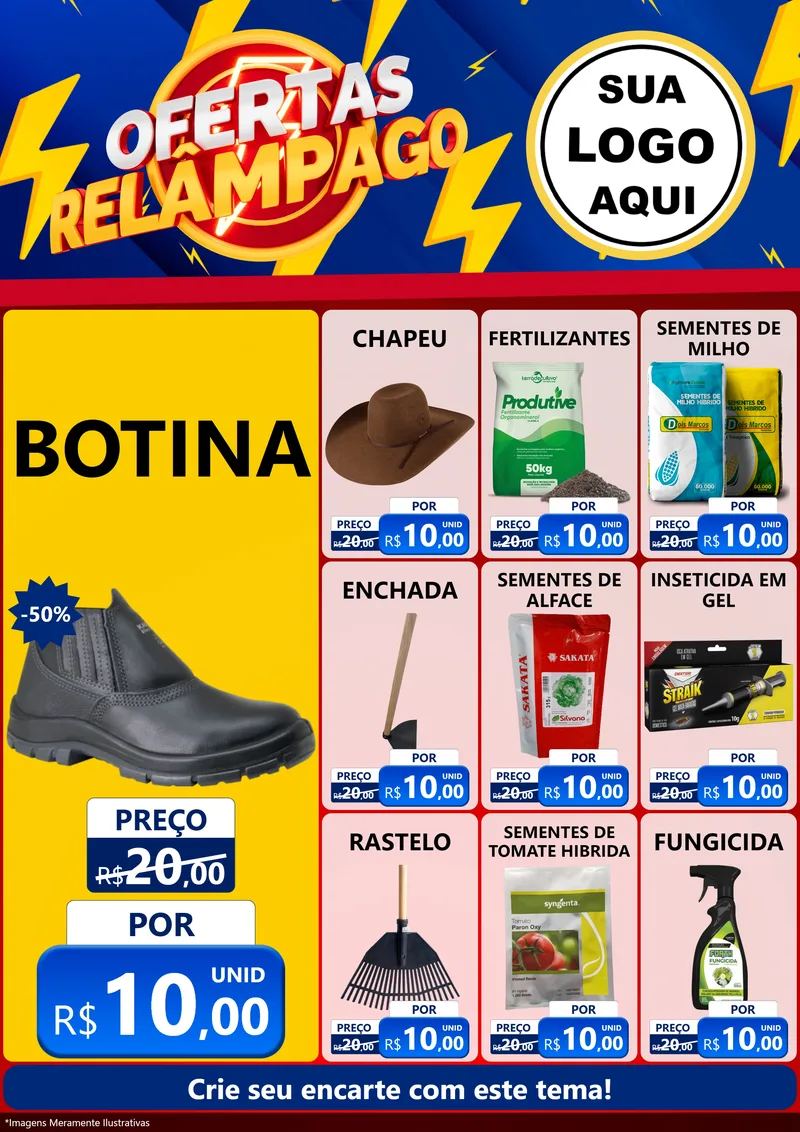 Modelo de Encarte para Encarte A4 Vertical com o tema Ofertas Relâmpago para Agropecuária