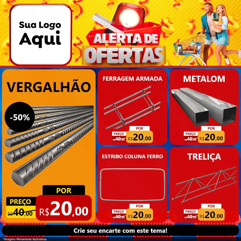 Modelo de Rede Social para Feed Facebook com o tema Alerta de Ofertas para Ferragens