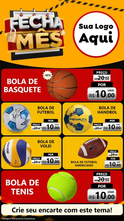Modelo de TV para TV Vertical com o tema Fecha Mês para Artigos Esportivos