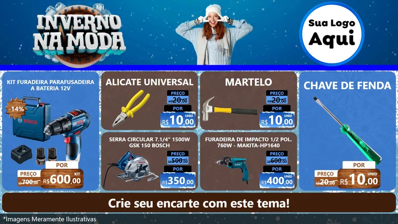 Modelo de TV para TV Horizontal com o tema Inverno na Moda para Maquinas e Ferramentas