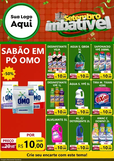 Modelo de Encarte para Encarte A4 Vertical com o tema Setembro Imbatível para Produtos de Limpeza