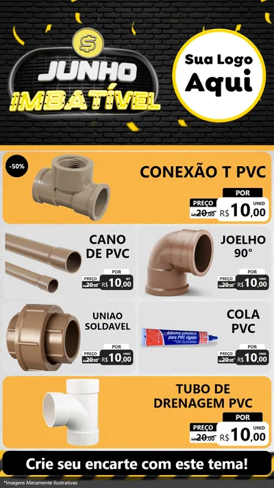 Modelo de TV para TV Vertical com o tema Junho Imbatível para Tubos e conexões