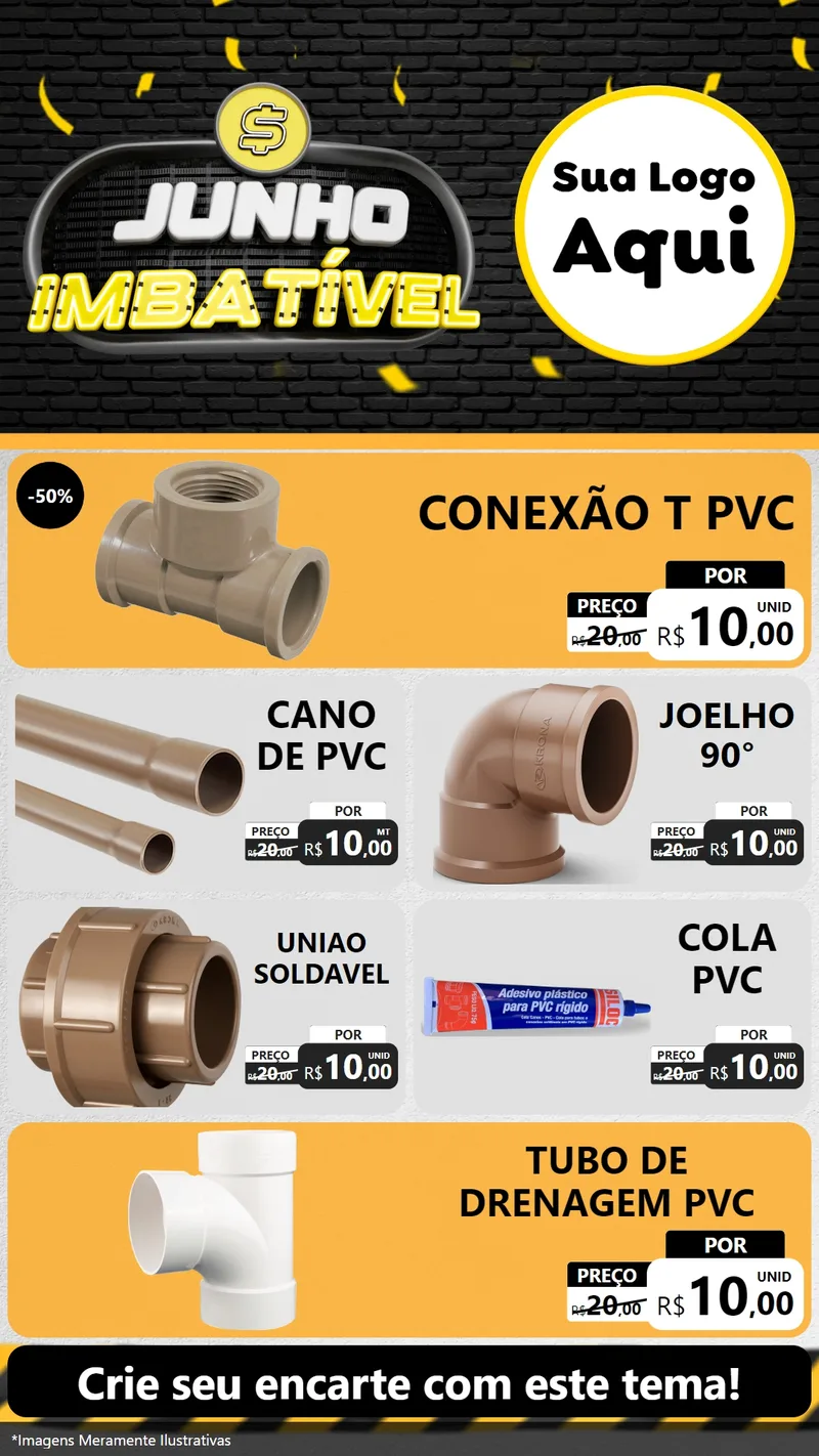 Modelo de TV para TV Vertical com o tema Junho Imbatível para Tubos e conexões