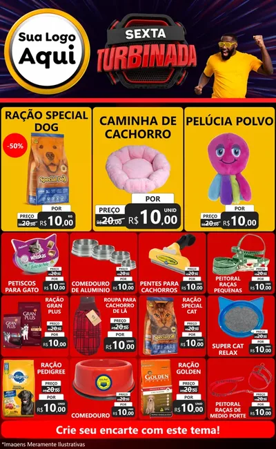 Modelo de Encarte para Encarte Grande com o tema Sexta Turbinada para Pet Shop
