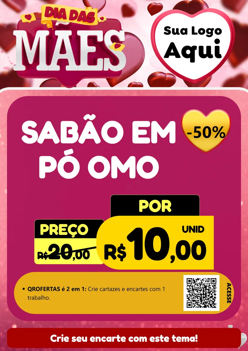 Modelo de Cartaz para Cartaz A4 Vertical com o tema Dia Das Mães para Produtos de Limpeza