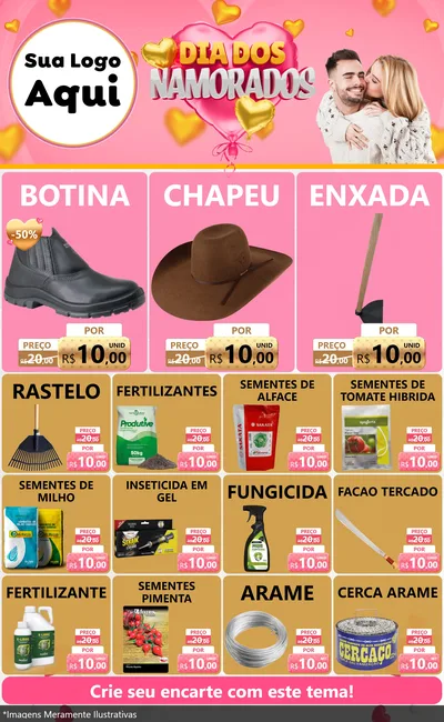 Modelo de Encarte para Encarte Grande com o tema Dia dos Namorados para Agropecuária