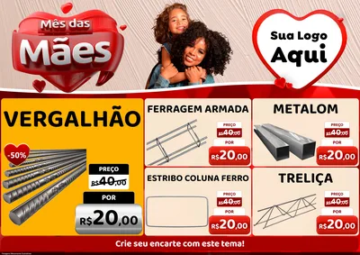 Modelo de Encarte para Encarte A4 Horizontal com o tema Mês das Mães para Ferragens