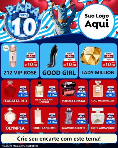 Modelo de Rede Social para Feed Instagram com o tema Papai Nota 10 para Perfumes