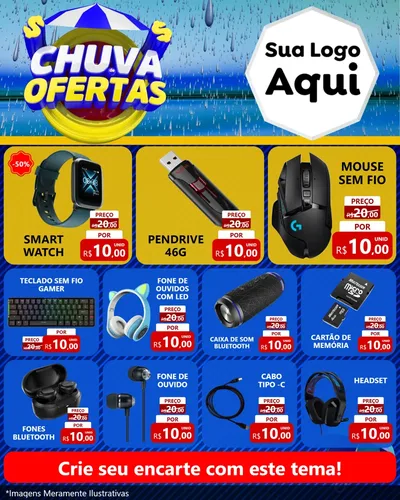 Modelo de Rede Social para Feed Instagram com o tema Chuva de Ofertas para Informática