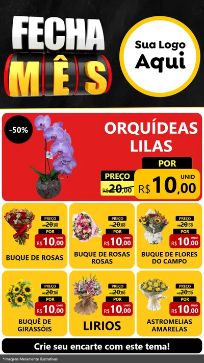 Modelo de Rede Social para Stories com o tema Fecha Mês para Floricultura e jardim