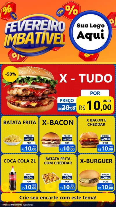 Modelo de Rede Social para Stories com o tema Fevereiro Imbatível para Hamburgueria
