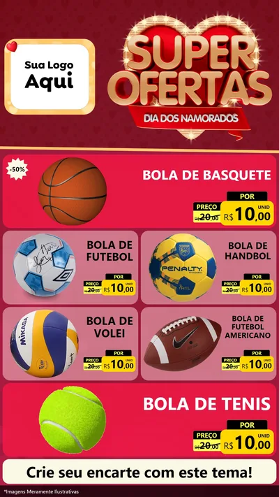 Modelo de TV para TV Vertical com o tema Dia dos Namorados para Artigos Esportivos