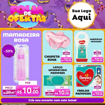 Modelo de Rede Social para Feed Facebook com o tema Folia de Ofertas para Bebês