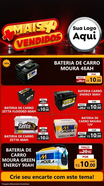 Modelo de TV para TV Vertical com o tema Mais Vendidos para Baterias Elétricas