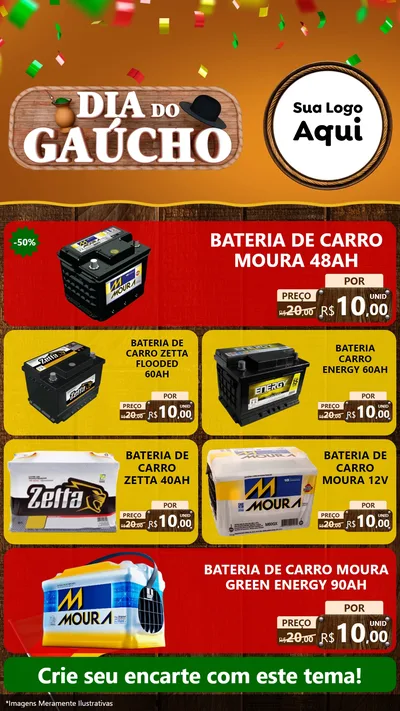 Modelo de TV para TV Vertical com o tema Dia do Gaúcho para Baterias Elétricas