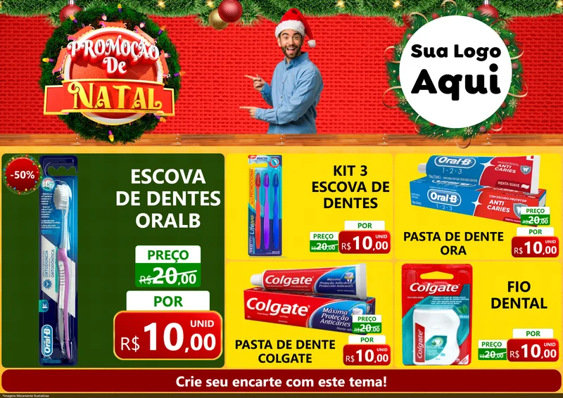 Modelo de Encarte para Encarte A4 Horizontal com o tema Promoção de Natal para Higiene Pessoal