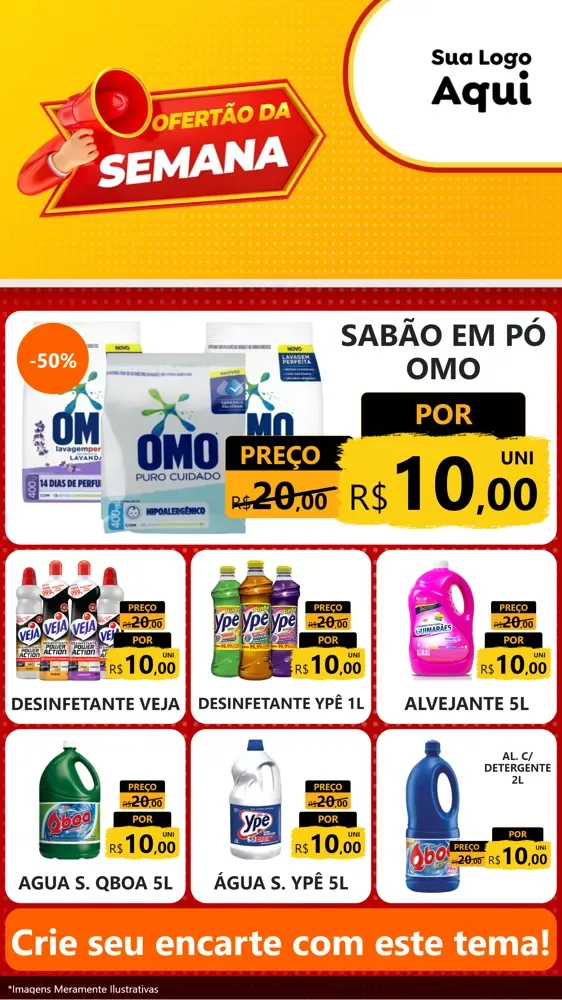 Modelo de Rede Social para Stories com o tema Ofertão da Semana para Produtos de Limpeza