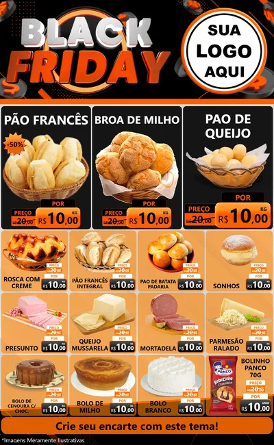 Modelo de Encarte para Encarte Grande com o tema Black Friday para Padaria