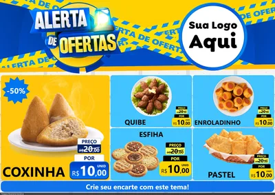 Modelo de Encarte para Encarte A4 Horizontal com o tema Alerta de Ofertas para Salgadaria