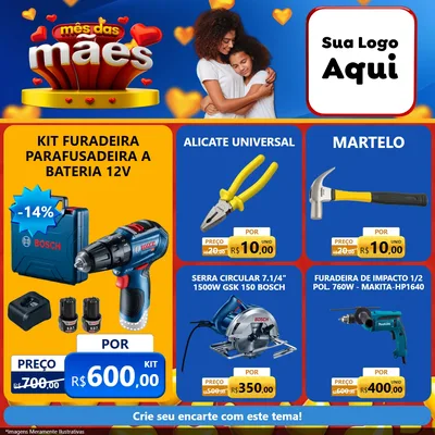 Modelo de Rede Social para Feed Facebook com o tema Mês das Mães para Maquinas e Ferramentas