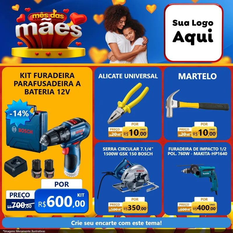 Modelo de Rede Social para Feed Facebook com o tema Mês das Mães para Maquinas e Ferramentas