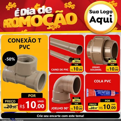 Modelo de Rede Social para Feed Facebook com o tema É Dia De Promoção para Tubos e conexões