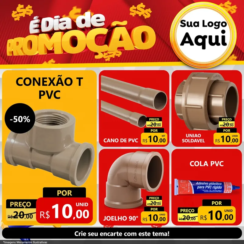 Modelo de Rede Social para Feed Facebook com o tema É Dia De Promoção para Tubos e conexões