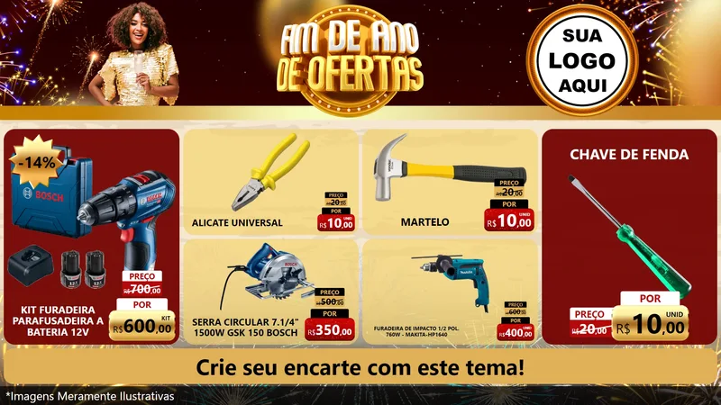 Modelo de TV para TV Horizontal com o tema Fim de Ano de Ofertas para Maquinas e Ferramentas