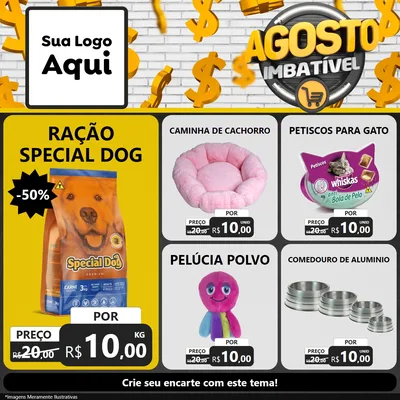 Modelo de Rede Social para Feed Facebook com o tema Agosto imbatível para Pet Shop