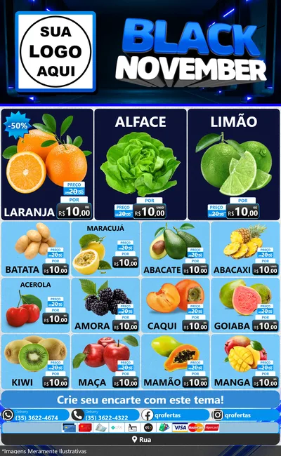 Modelo de Encarte para Encarte Grande com o tema Black November para Hortifrúti